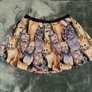 VINTAGE Billy By Flying Tomato Cat Tapestry Skirt Women’s Medium Back Zip